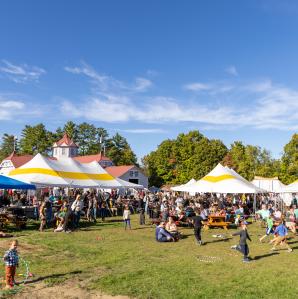gathering under the tents