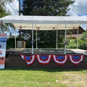 Concert stage decorated for Independence Day