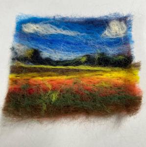 Felting artwork of a nature scene