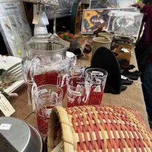 a variety of antiques displayed