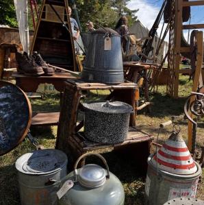 a variety of antiques displayed