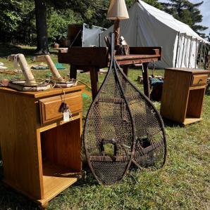 antique furnishings and snowshoes