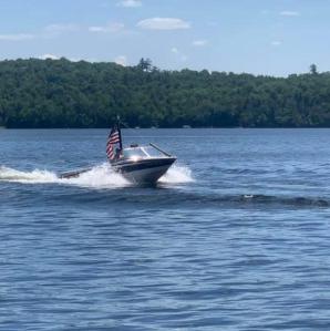 motorboat on lake