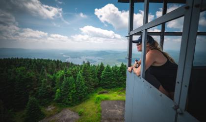 Someone looking out from a fire tower