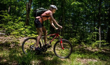 biker in woods