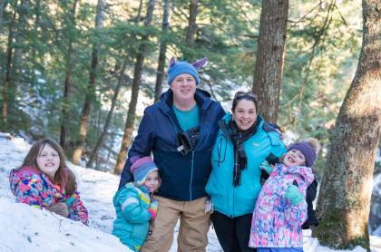 A family having fun in the snow