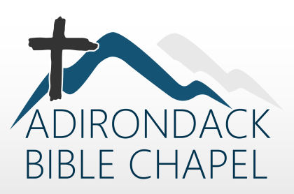 The Adirondack Bible Chapel Logo a cross in front of two lines that represent the mountains