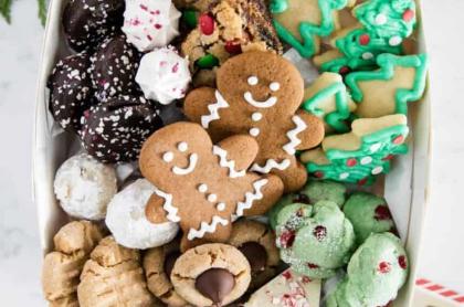 a box of several variety holiday cookies