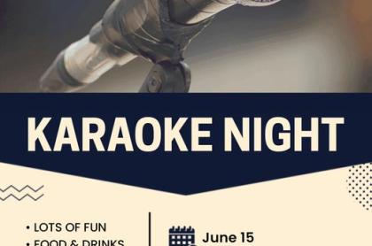 A photo of a microphone on a flier for the karaoke night at the Lemon Tree