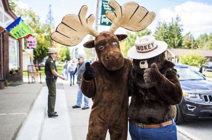 Moose Smokey the Bear at festival