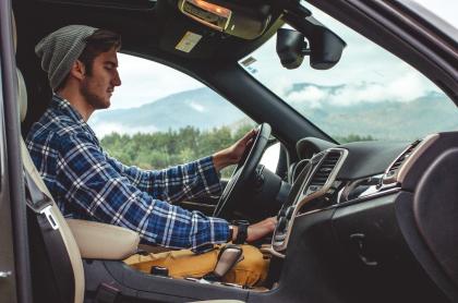 A young man driving