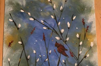 A painting of pussy willows