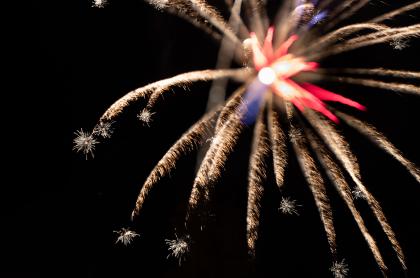Firework bursting in air