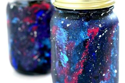 Two mason jars made to be constellation jars