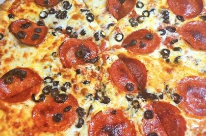 Pizza made at the oxbow cheese and pepperoni