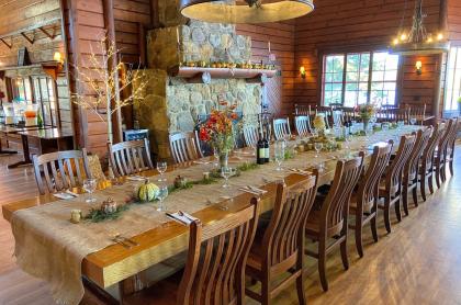 The dinning hall all set and looking glamorous