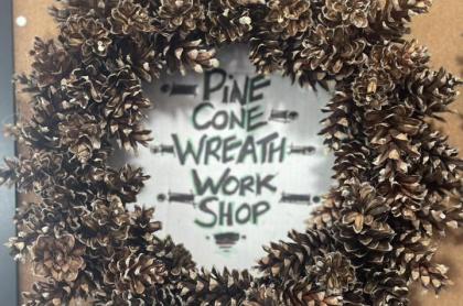 A pinecone wreath