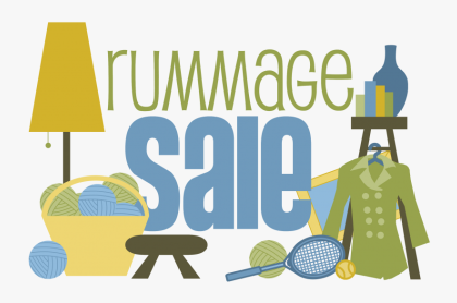 rummage sale poster with items that would be for sale- a lamp