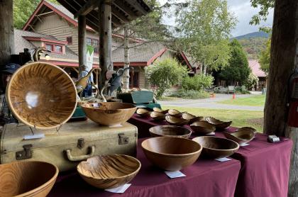 wood bowls on a table at the ADKX