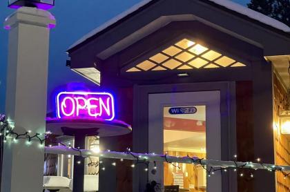 Waypoint Cafe front entrance at night 