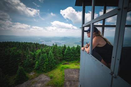 Someone looking out from a fire tower