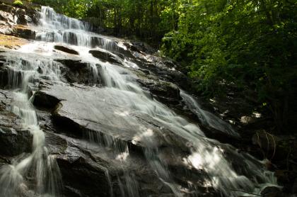 Closeup of water cascading down Death Falls