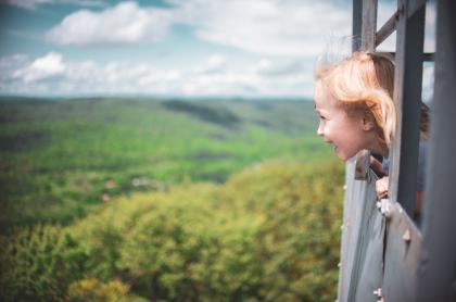 A kid in Kane Mountain fire tower