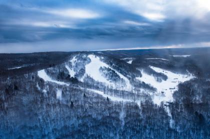 McCauley Mountain as seen from the sky in the winter