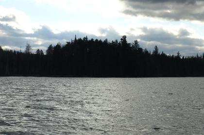 The view of a small lake-side hill near Mud Pond and McRorie Lake 