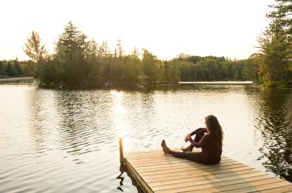 Sitting on a dock 