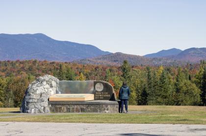 An overlook with mountains in view