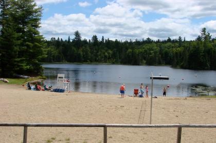 A lovely lake beach maintained by the town.