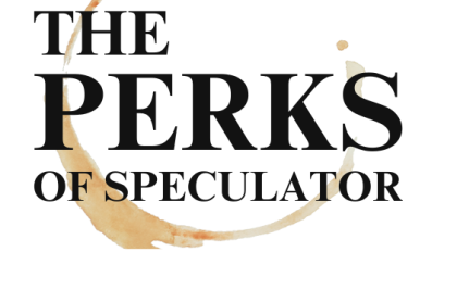 The PERKS of Speculator with a coffee ring as logo