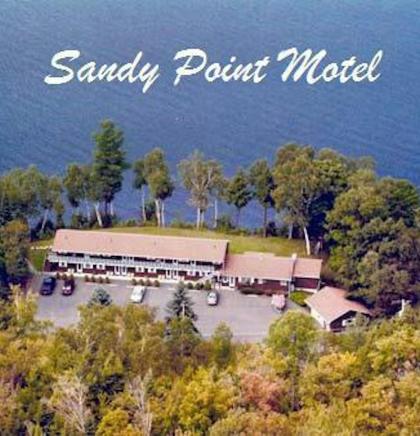 An aerial view of Sandy Point Motel