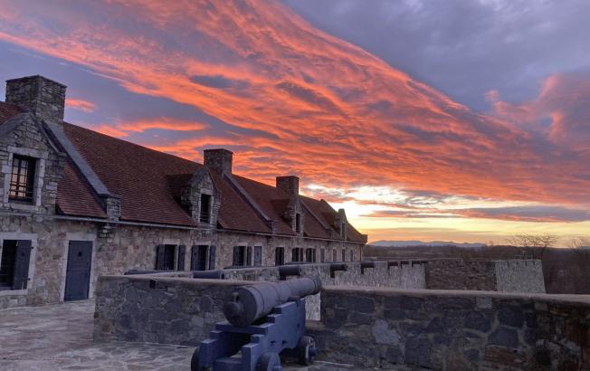 A revolutionary war fort in winter.