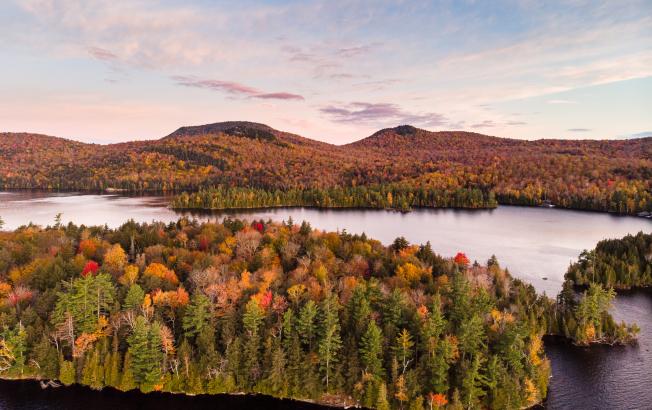 A fall aerial view of Long Lake