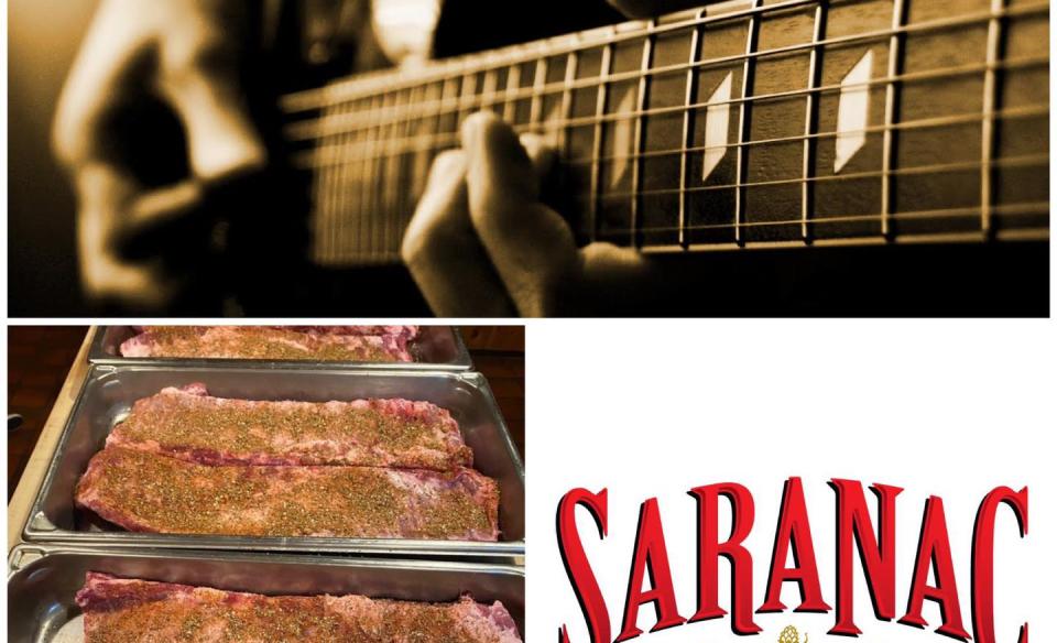 Photo mash of a man playing guitar