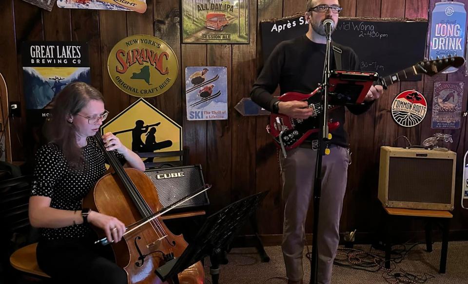 Two stringed musicians performing at Oak Mt