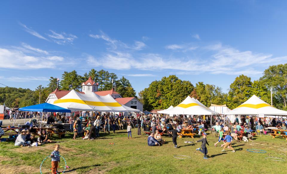 gathering under the tents