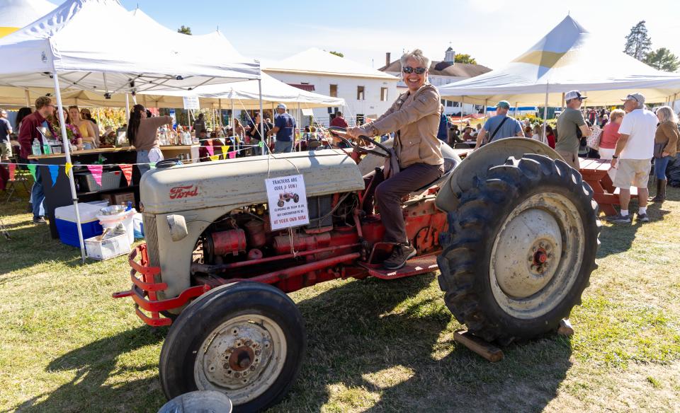 woman on a tractor
