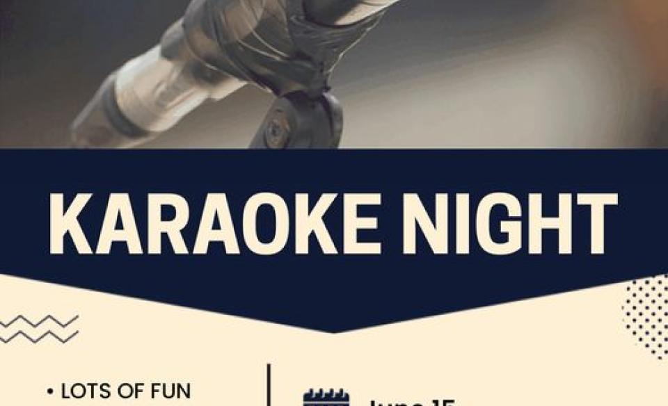 A photo of a microphone on a flier for the karaoke night at the Lemon Tree