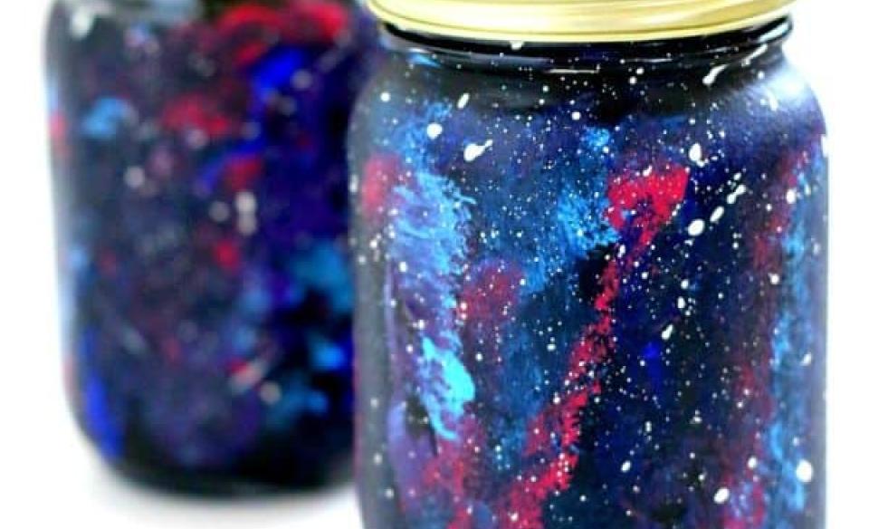 Two mason jars made to be constellation jars