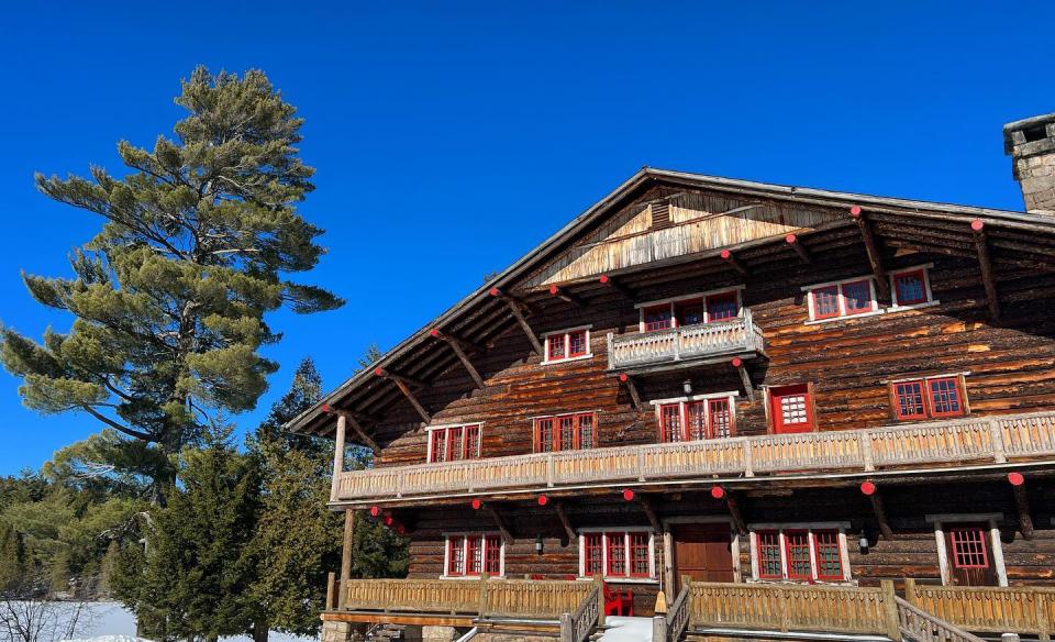 exterior winter photo of Great Camp Sagamore