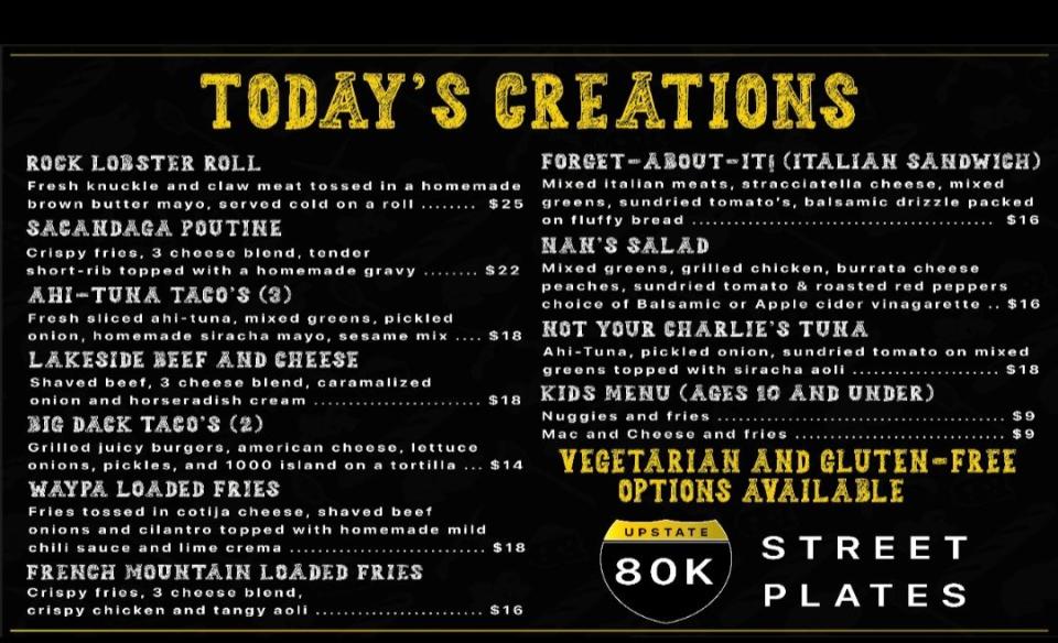 Today's menu includes Rock Lobster Roll