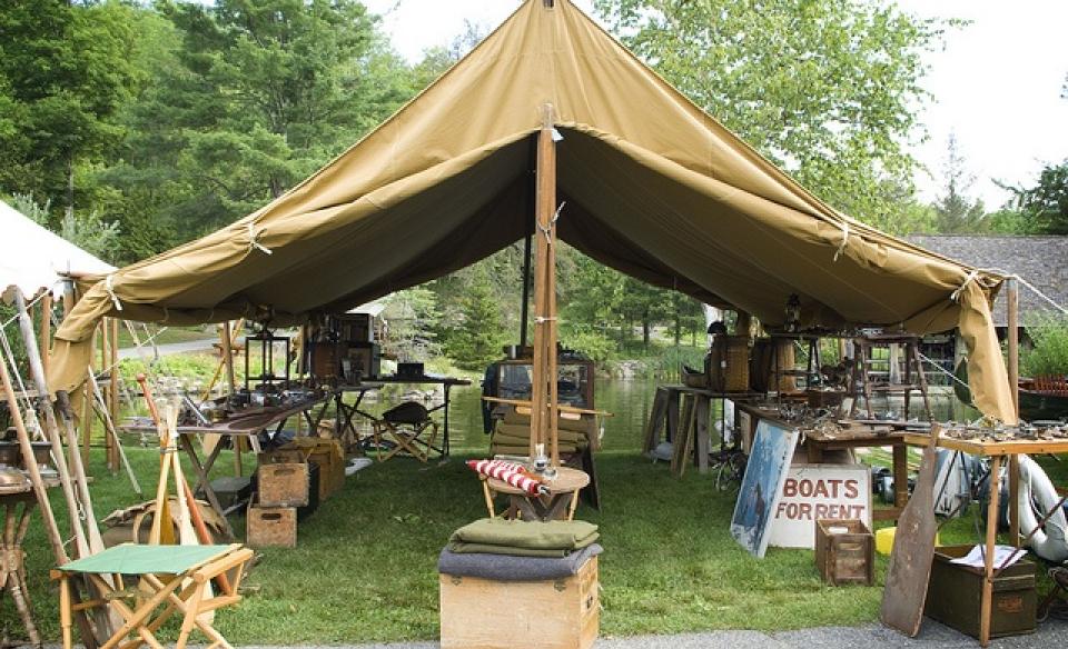 Rustic sale under tent