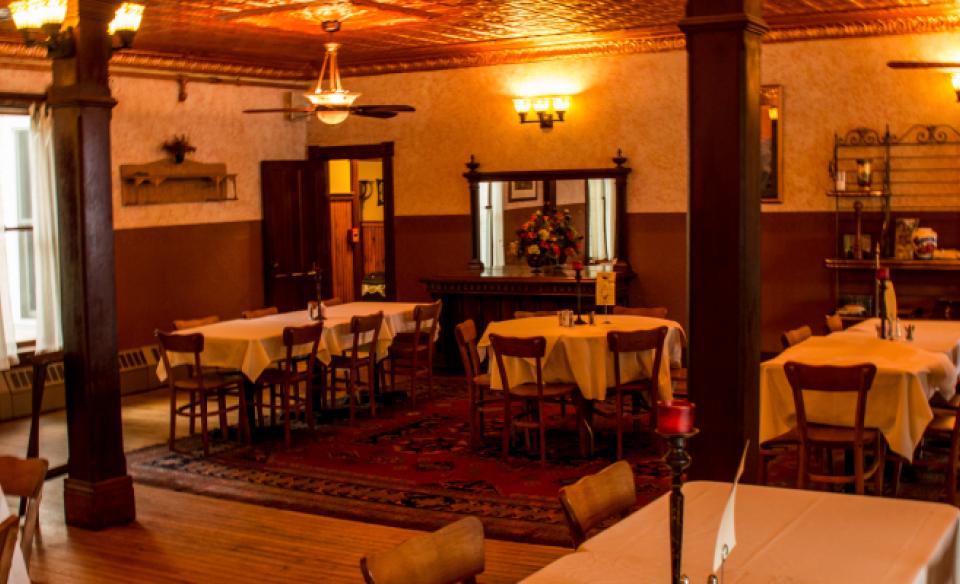 The warm and cozy dining space.