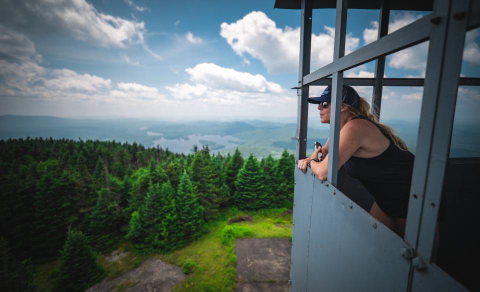 Someone looking out from a fire tower