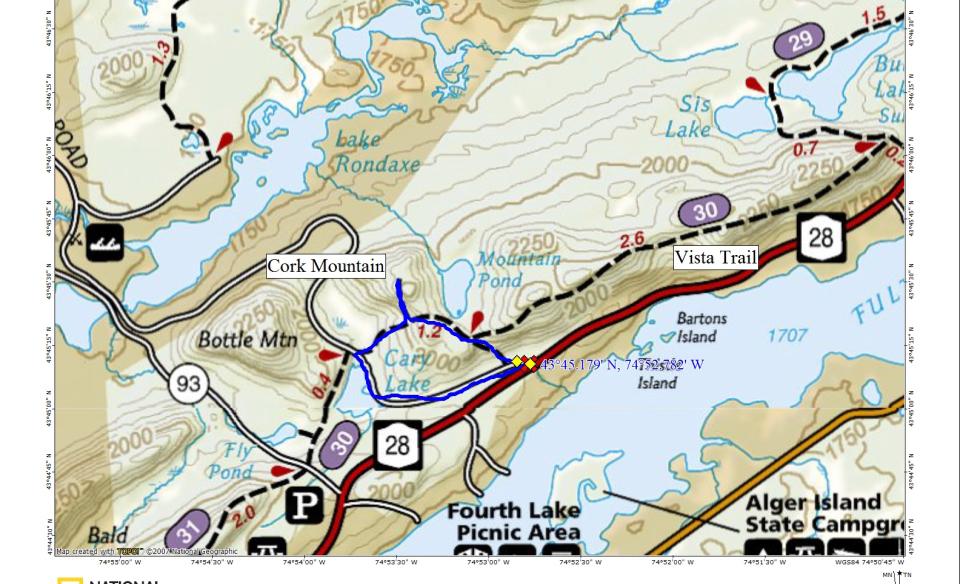 A map of a hiking trail
