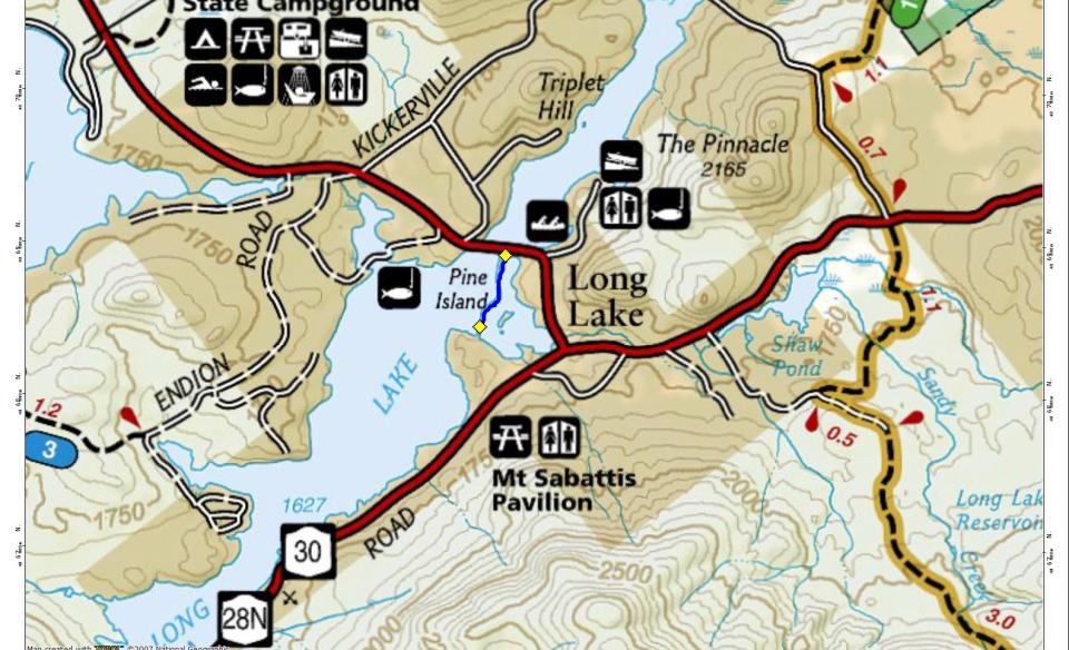 A map with many main roads and large bodies of water
