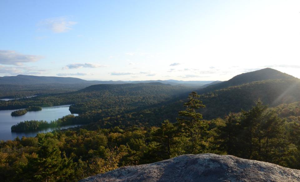with a large lake in view